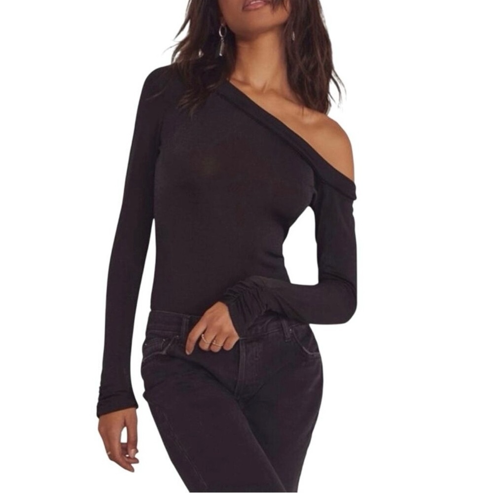 Free People Black One-Shoulder Bodysuit